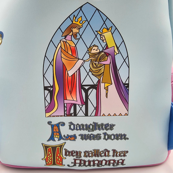 Loungefly Sleeping Beauty Castle Three Good Fairies Stained Glass Mini Backpack - Picture 8 of 9